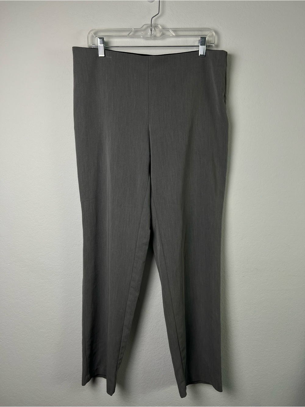 Equestrian Gray Straight Leg Elastic Waist Side Zipper Pants